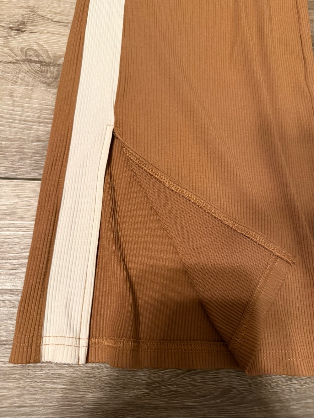 aerie Wide Leg Pants with Cream Side Stripes - Brown - Picture 2 of 8